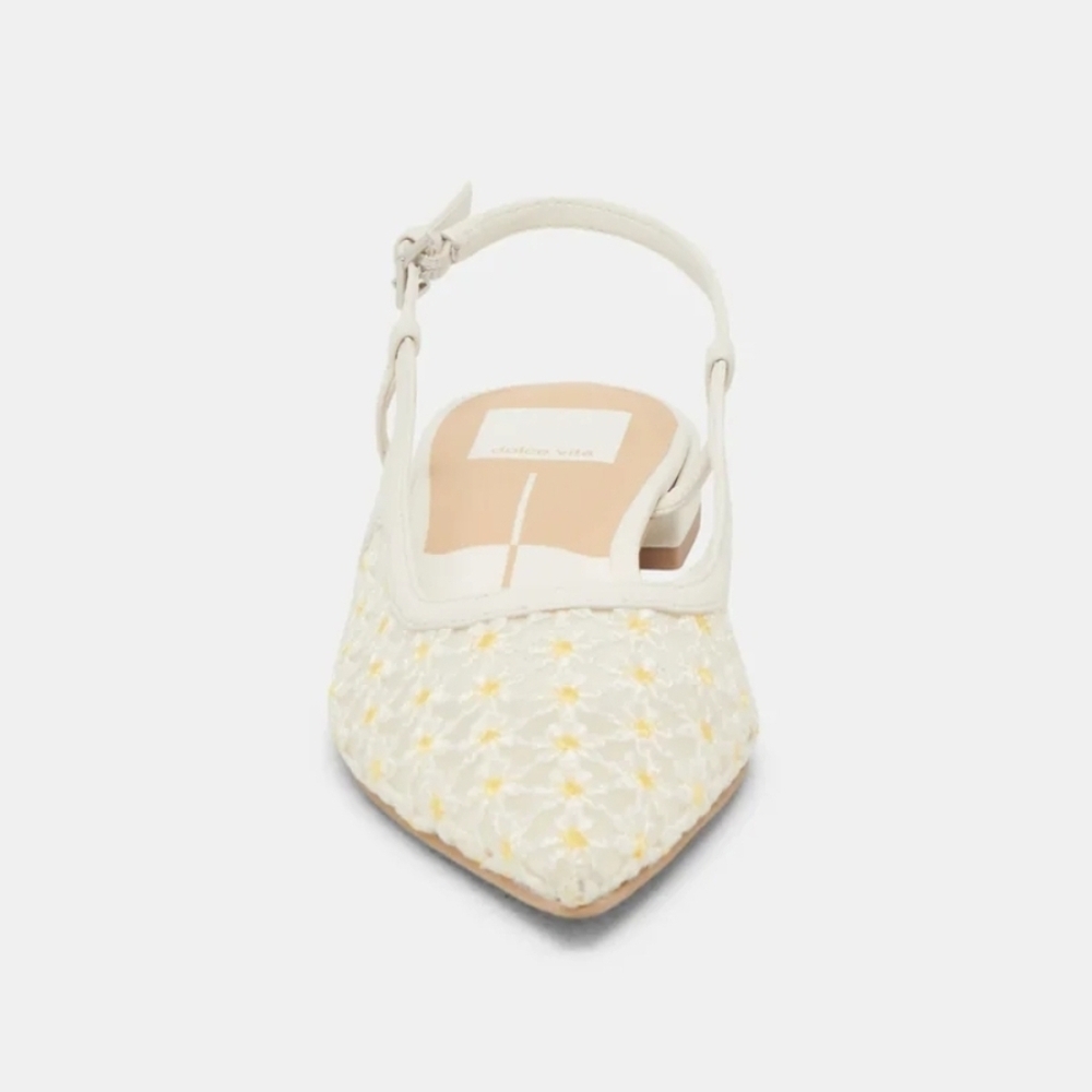 💛🔹️ Dolce Vita 🔹️Pamie Floral White Floral Mesh Women's Slingback Flats - Picture 6 of 12